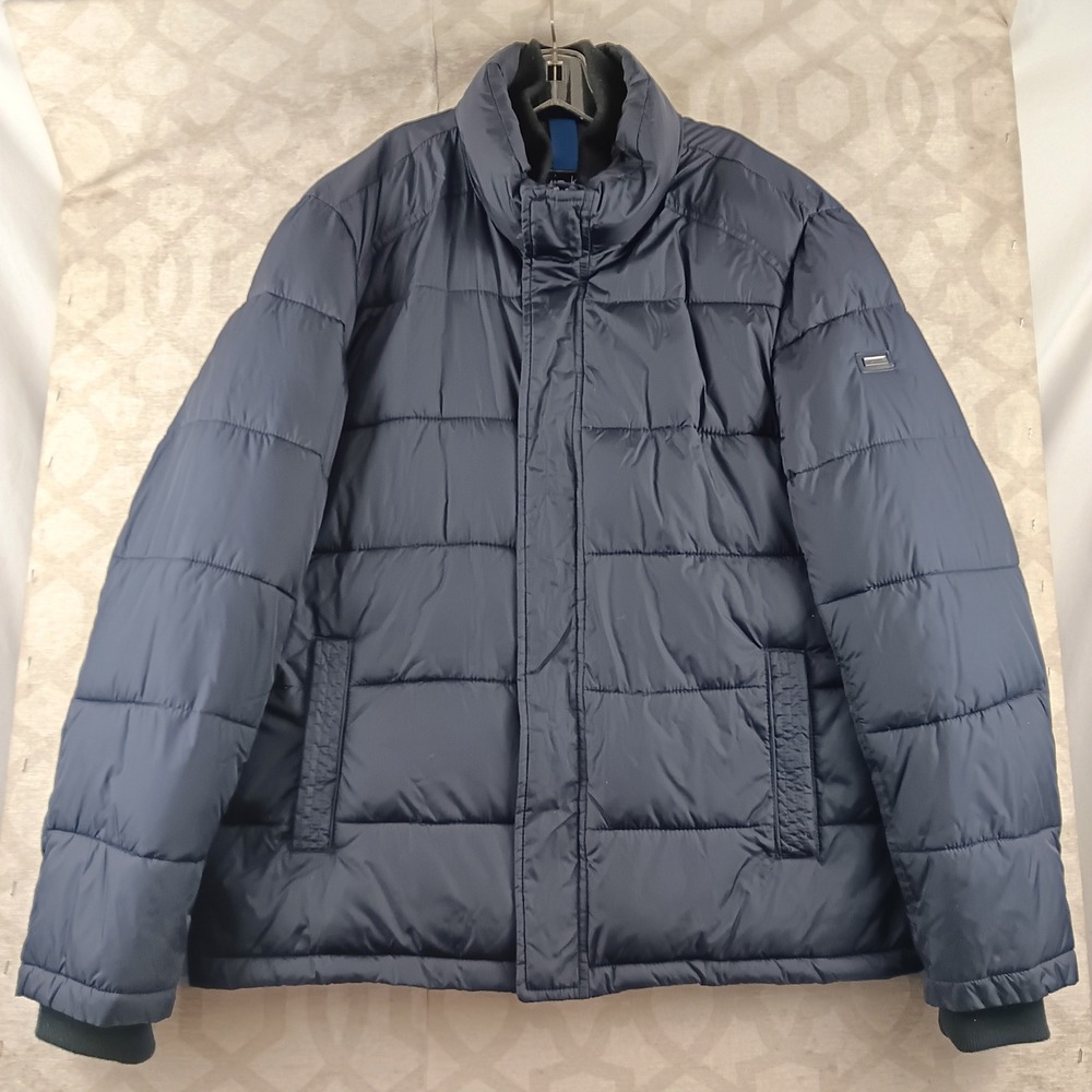 Calvin Klein Puffer Jacket Navy Blue L Water Resistant Wind Protection Storm